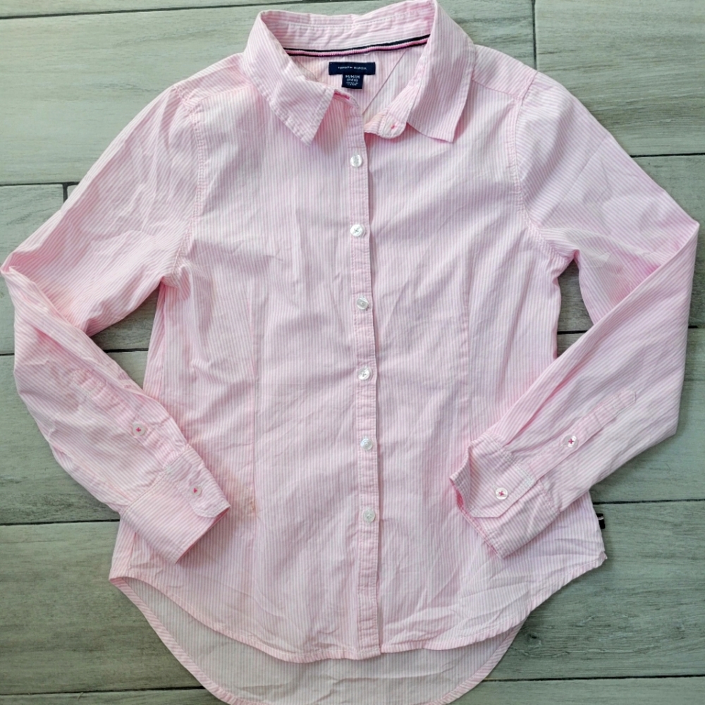 Tommy Hilfiger pink pinstripes dress shirt